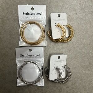 STAINLESS STEEL SPRING EARRINGS CLOSURE RING‎